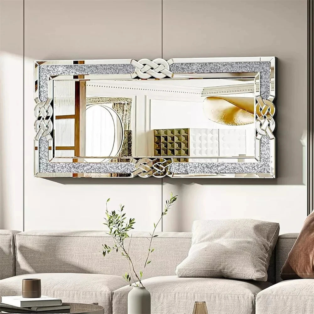 Crystal Diamond Wall Mirror Decorative Hanging Accent