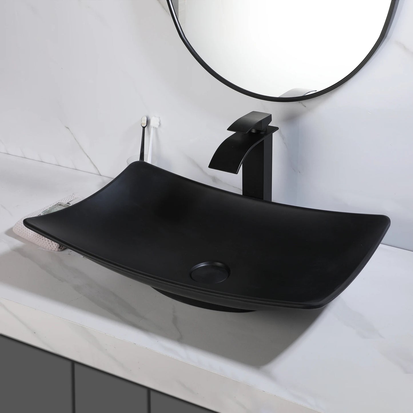 YANKSMART Vessel Sink Modern Above Counter Basin With Faucet