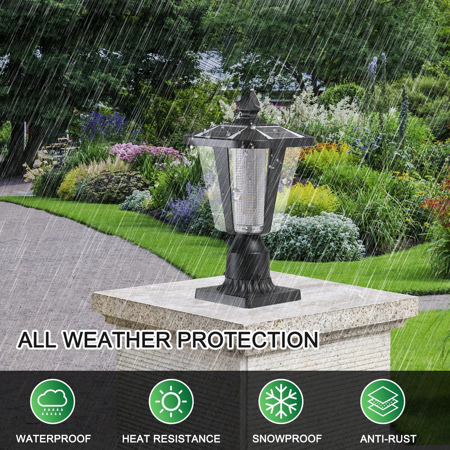 ARLGSITE LED Solar Post Lights Dusk To Dawn Sensor