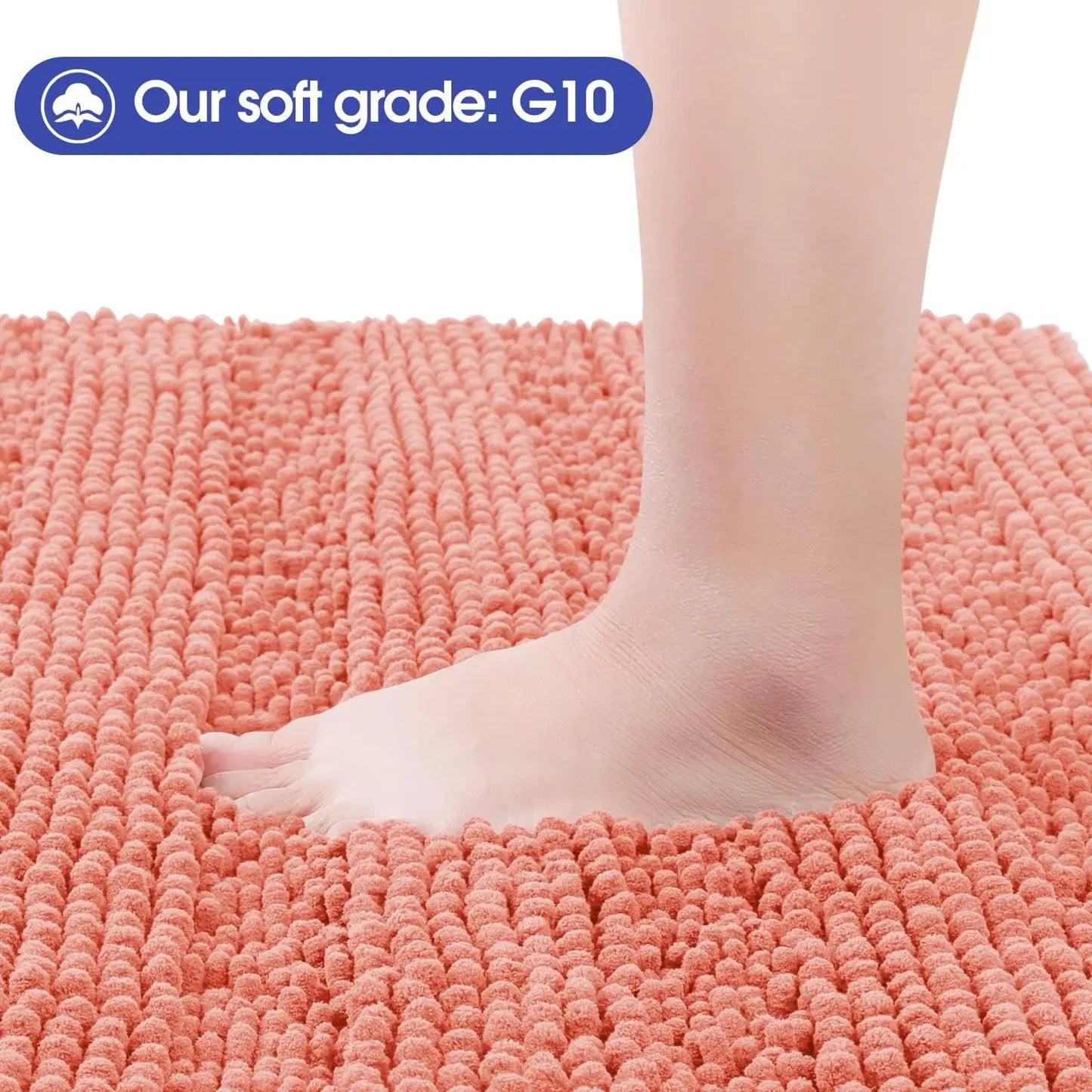 3-Piece Striped Bathroom Rug Set Ultra Soft Non-Slip Chenille