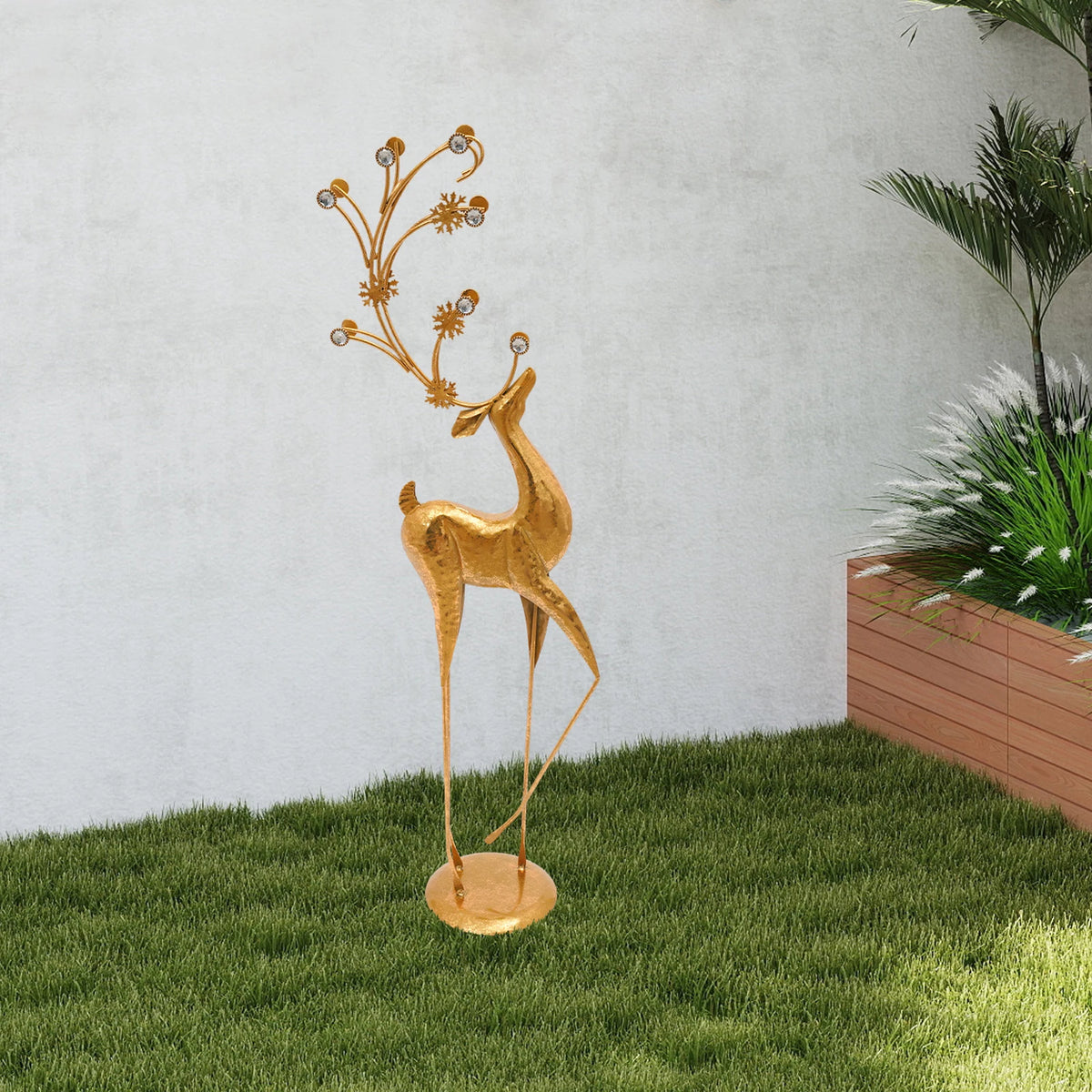 Metal Reindeer Figurine Art Deco Statue for Holiday Home Decor