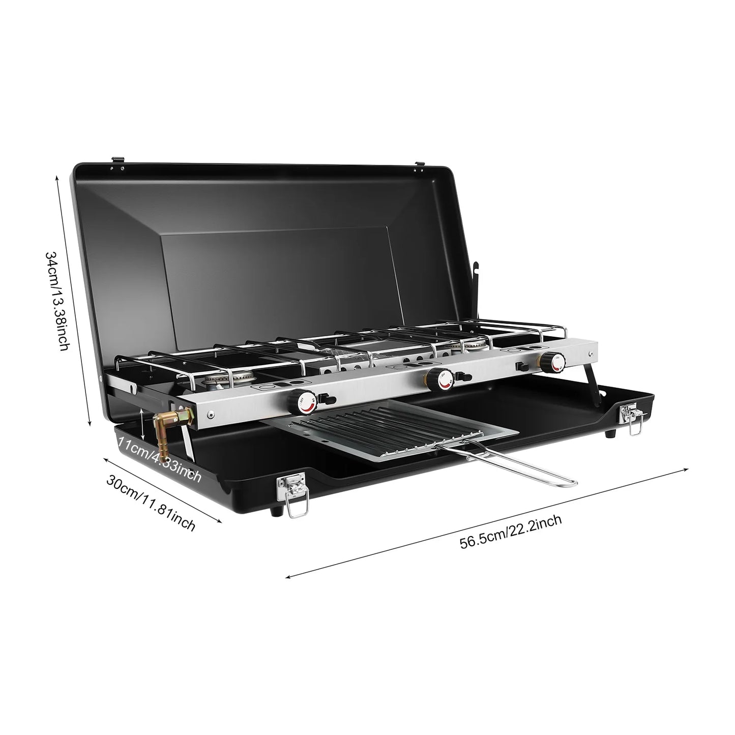 NONED Portable 3 Burner Camping Stove Gas Grill With Ignition