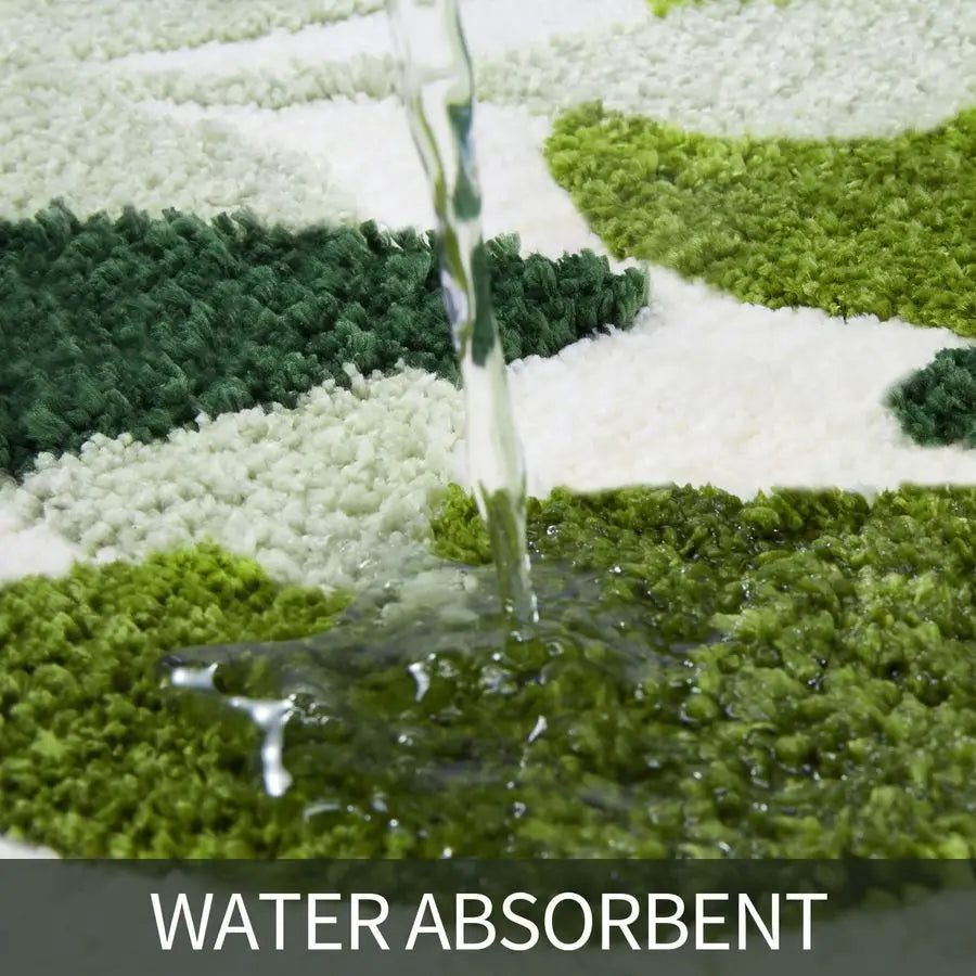2-Piece Non Slip Bathroom Rug Set Water Absorbent Microfiber Machine-Washable