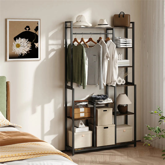 BINGOPAW Vintage Indoor Plant Stand and Coat Rack Storage Shelf