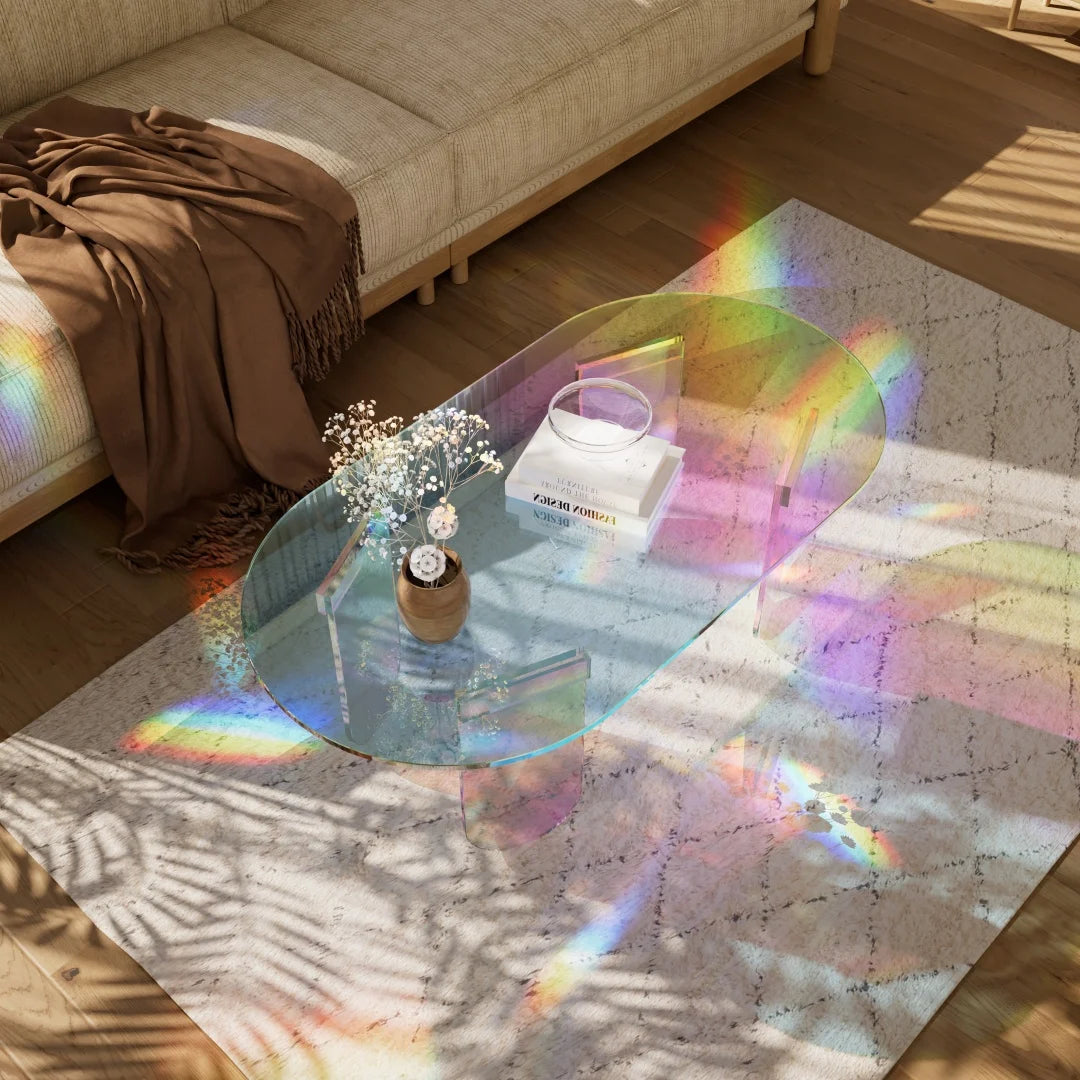 LUVODI Shatterproof Acrylic Coffee Table for Modern Living Rooms