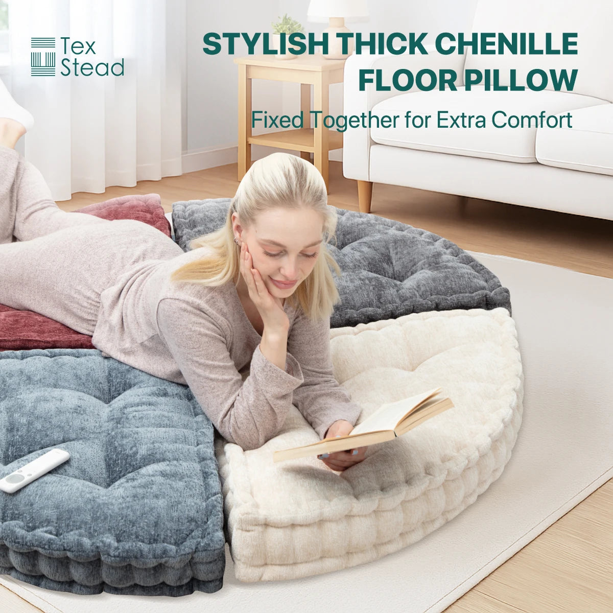 Triangular Reading Cushion With Removable Insert For Ergonomic Floor Seating