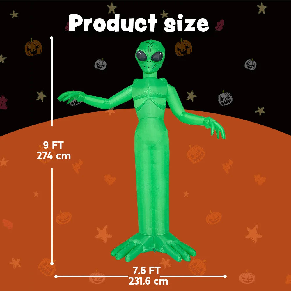 9 FT Tall Halloween Inflatable Decoration Outside Blow Up Alien Inflatable Outdoor Decor with Build-in LEDs for Halloween Yard Lawn Garden Decorations