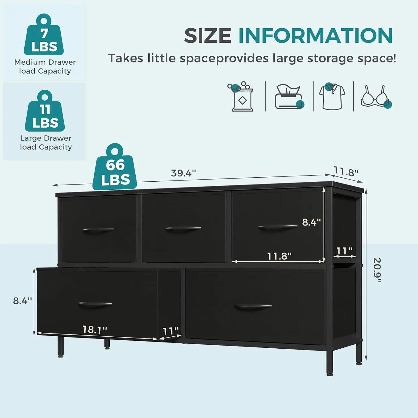 Frame 5 Drawer Dresser Bedroom Closet Organizer Furniture