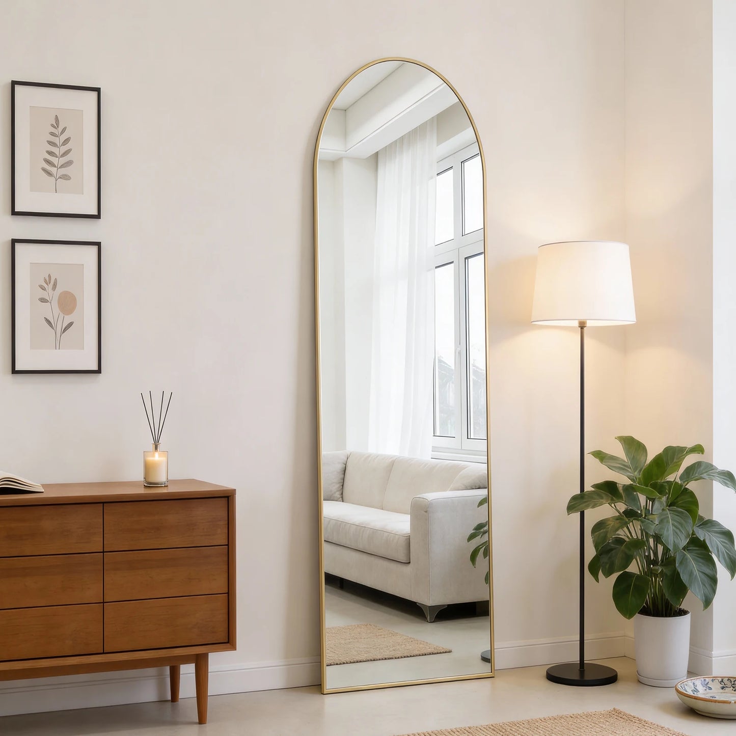 JHK Full Length Standing Wall Mirror Aluminum Frame Living Room