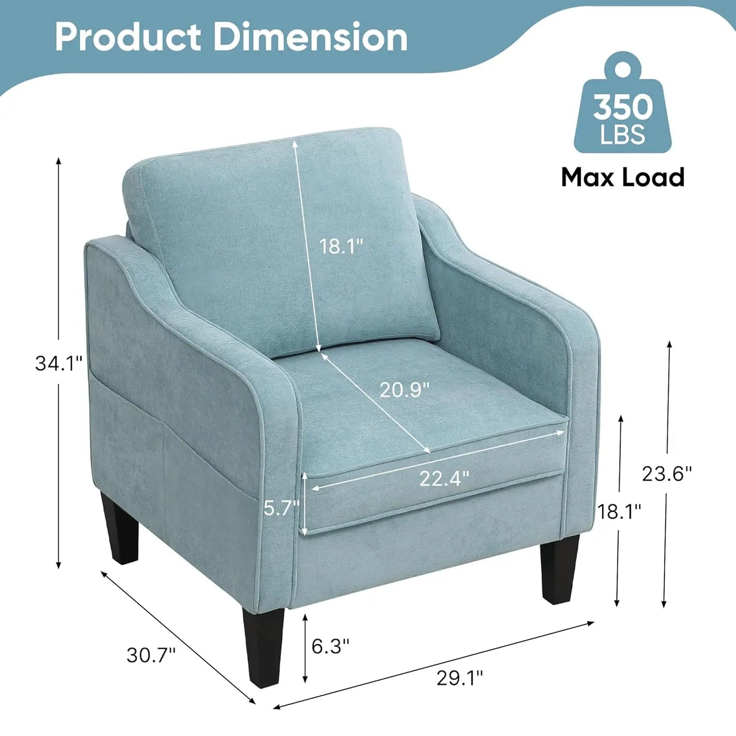 MOYU Accent Chair Living Room Modern Upholstered Armchair