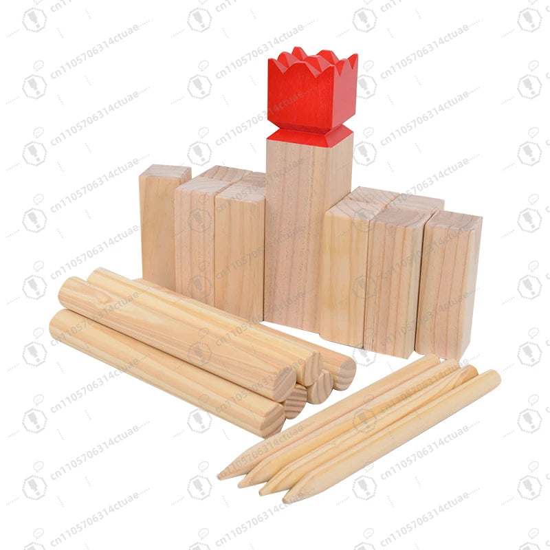 Wooden Viking Kubb Game Set For Outdoor Gatherings