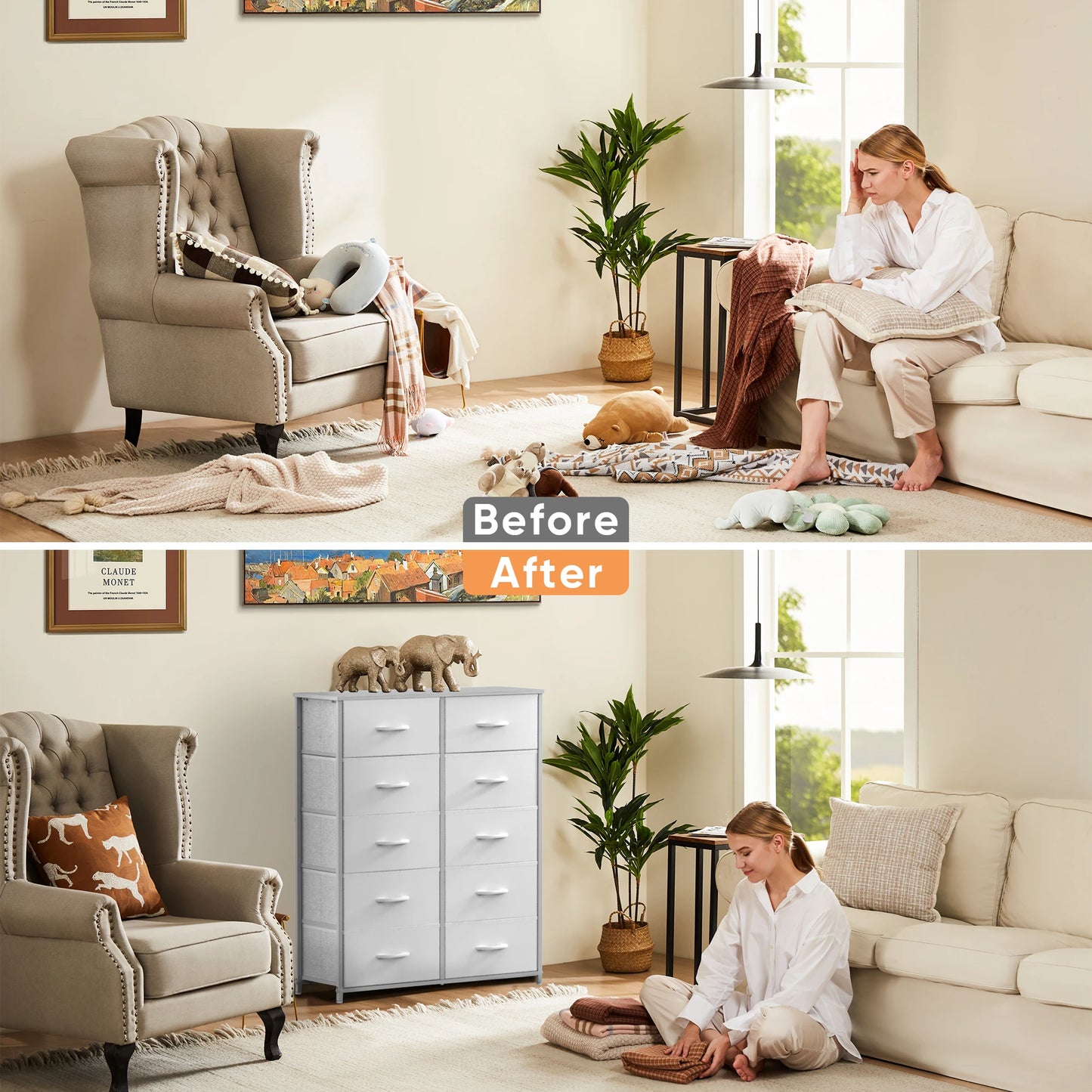 JHK Bedroom Wardrobe Cabinet With Drawers For Storage
