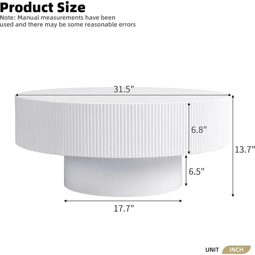 Round Coffee Table For Living Room Modern Wood Drum