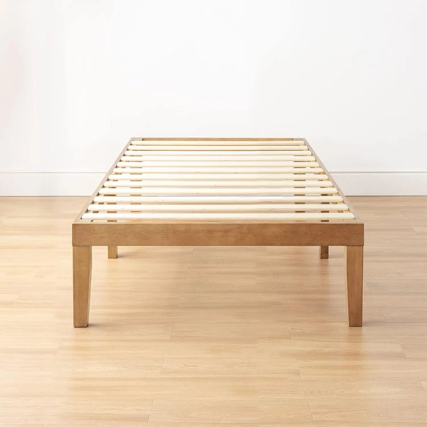 Natural Pine Solid Wood Platform Bed With Slats Durable Quality
