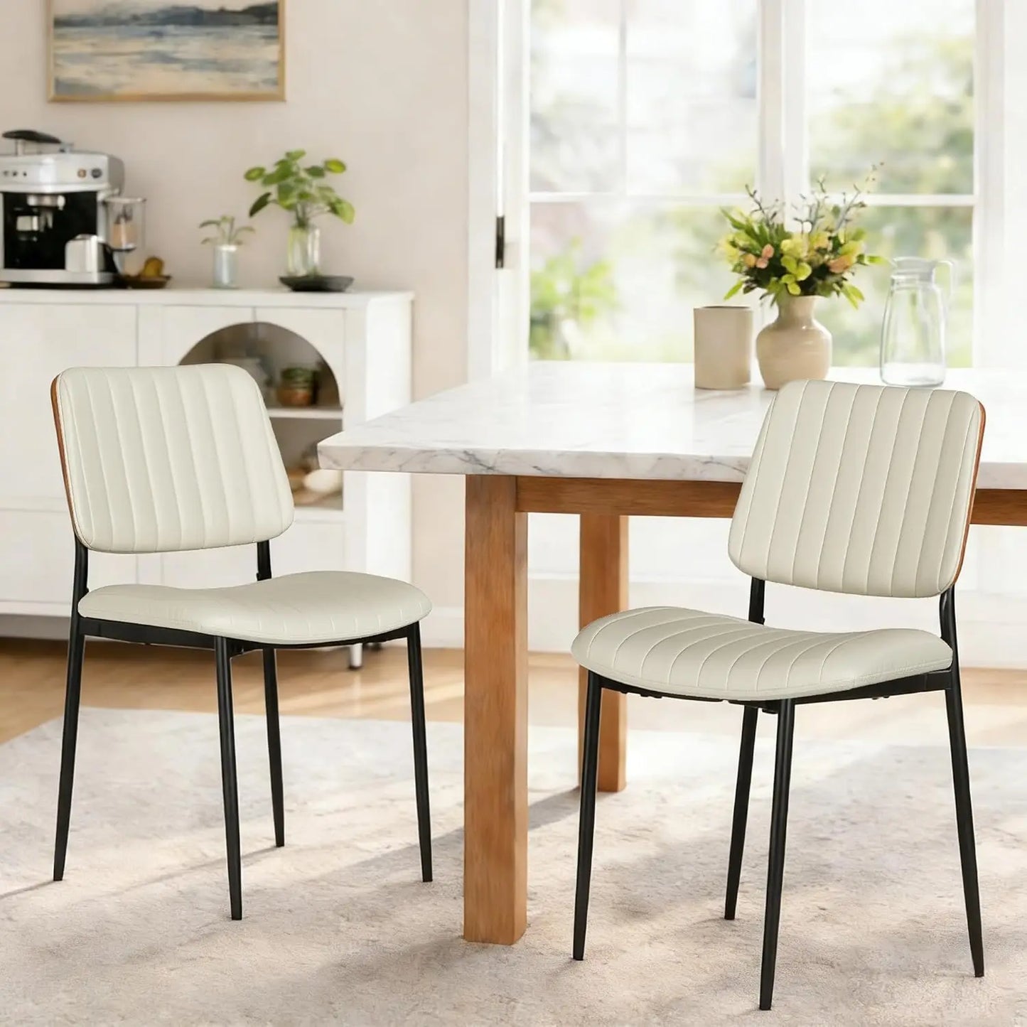 Mid Century Modern Dining Chairs Set of 2 Walnut Back