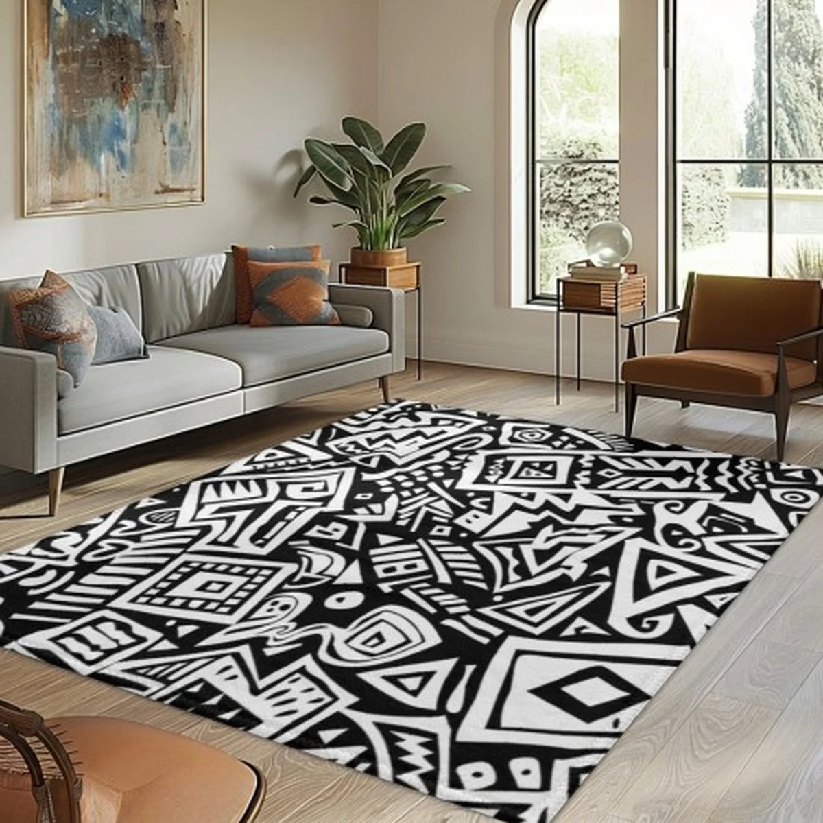 Abstract Blue And Green Wave Pattern Polyester Living Room Carpet