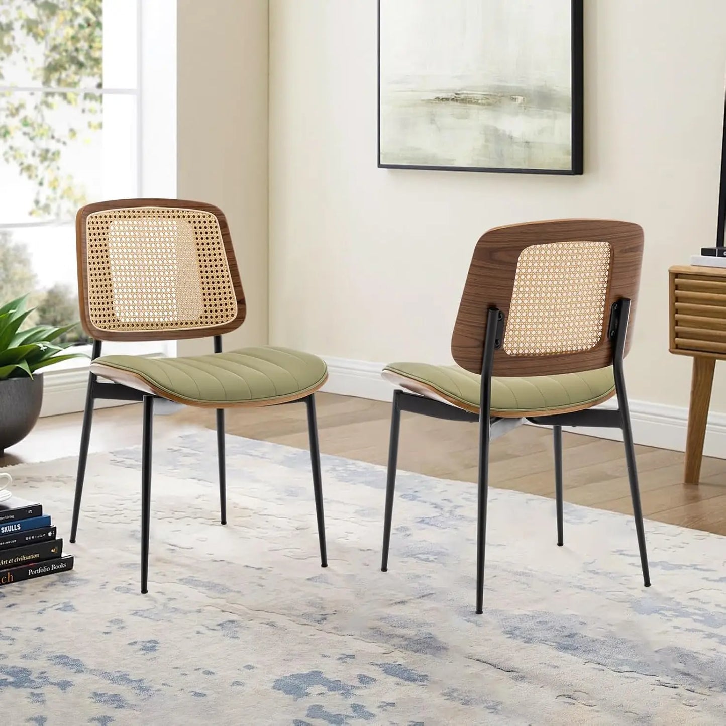 Mid Century Modern Dining Chairs Walnut Bentwood Upholstered Seats