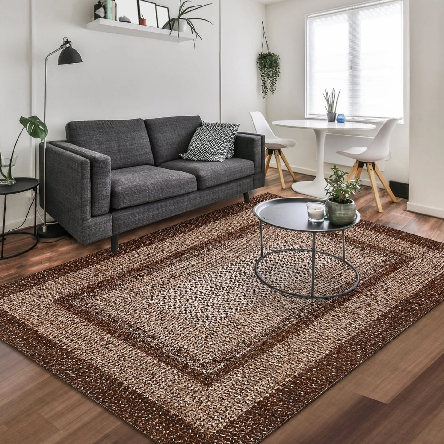 HiMISS Washable Polyester Area Rug for Living Room Non Slip