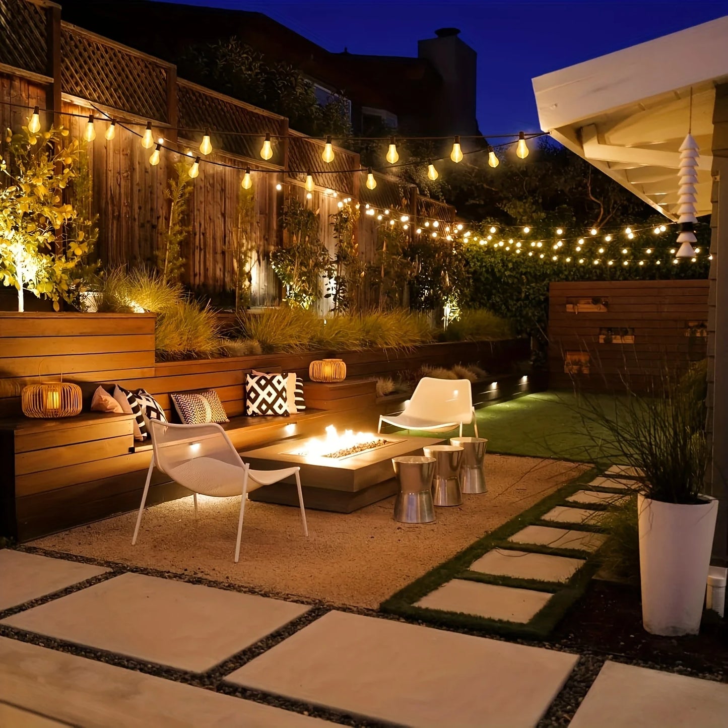 Solar Outdoor String Lights ST38 Patio Lights Waterproof for Porch, Deck, Garden, Backyard, Balcony, 2700K