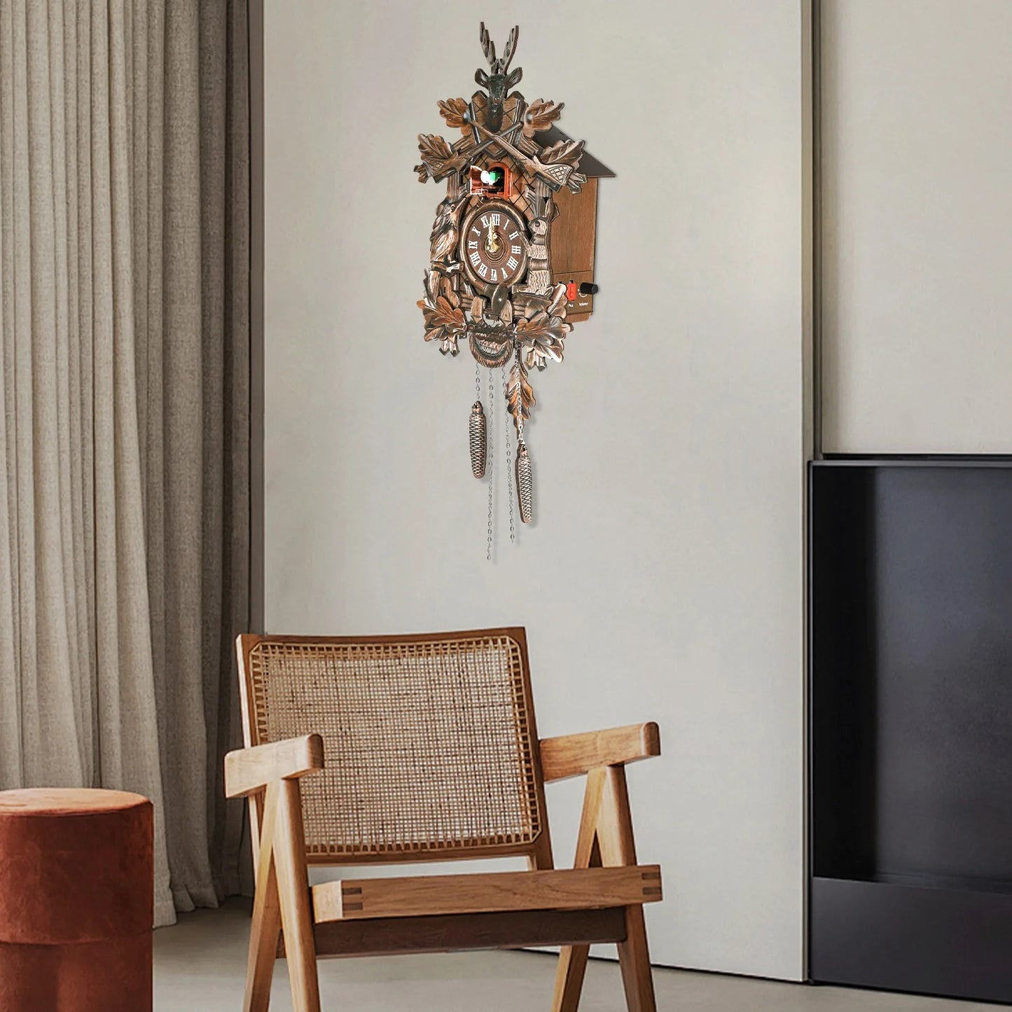 Forest Theme Cuckoo Clock With Adjustable Volume Wall Clock
