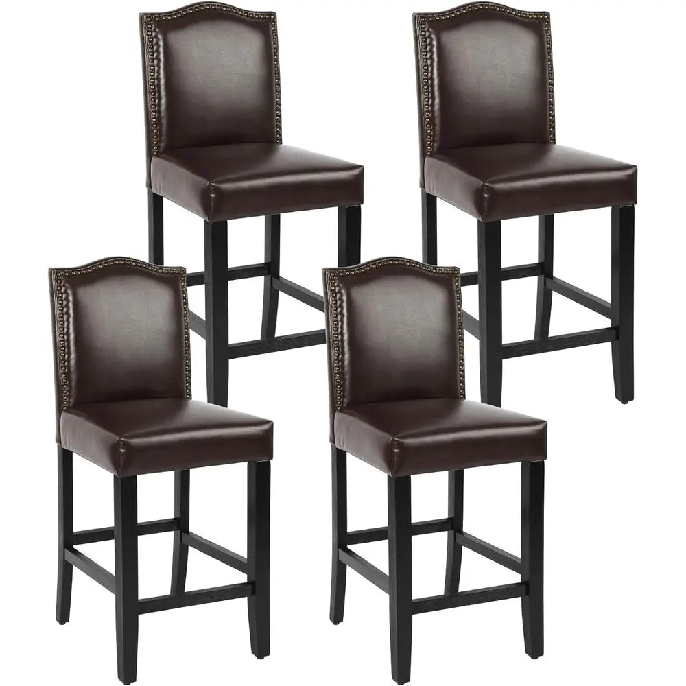 Counter Height Bar Stools Set Of 4 PU Upholstered Backrest