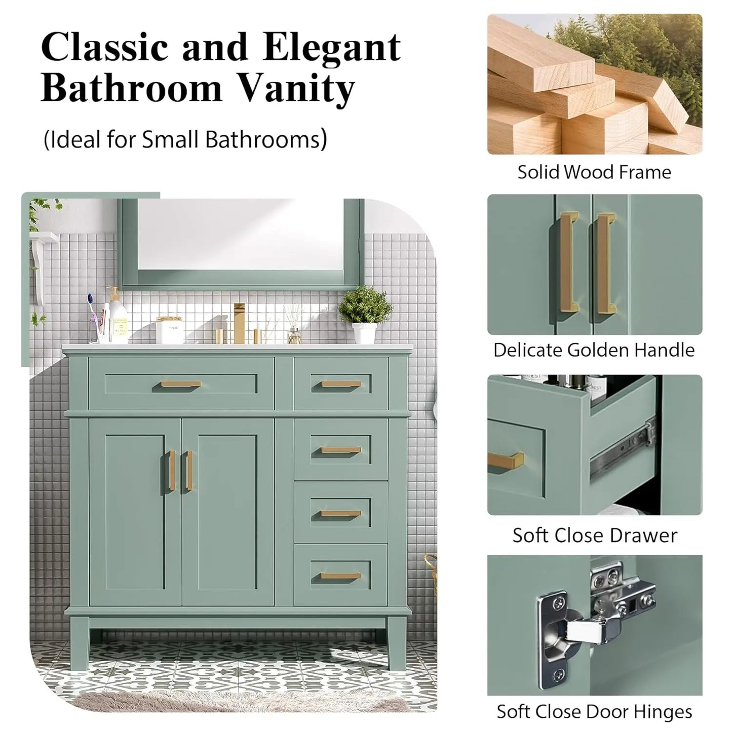 Bathroom Vanity With Sink Modern Wood Cabinet For Home