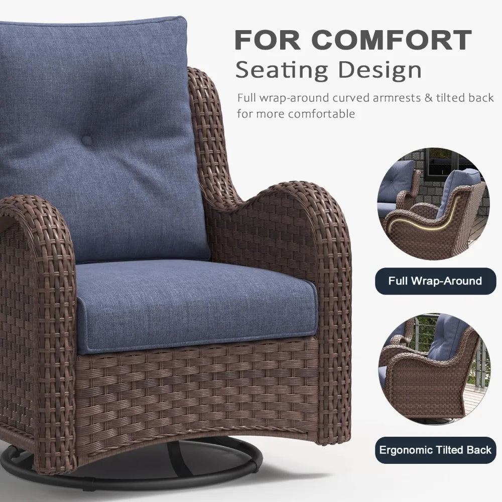 Outdoor Rattan Wicker Patio Furniture Set, 6-Piece