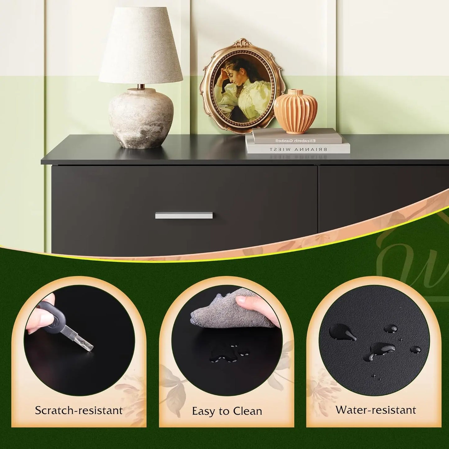 Modern Wood Dresser With Six Drawers