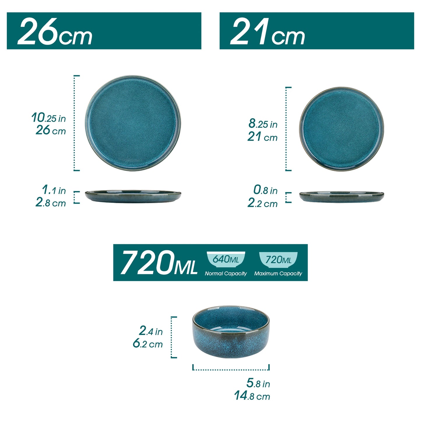 Malacasa Ceramic Dinnerware Set Reactive Glaze Home Use