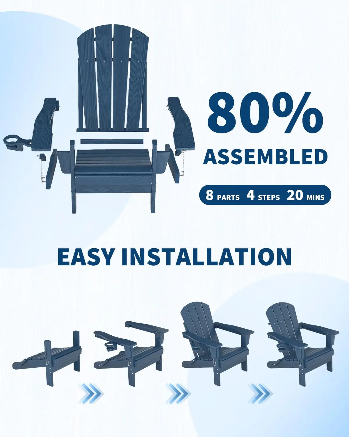 HiMISS Folding Adirondack Chair With Cup Holder