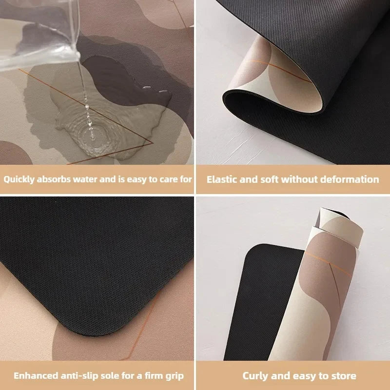 Diatomite Bath Mat Non Slip Absorbent Quick Dry Bathroom Rug