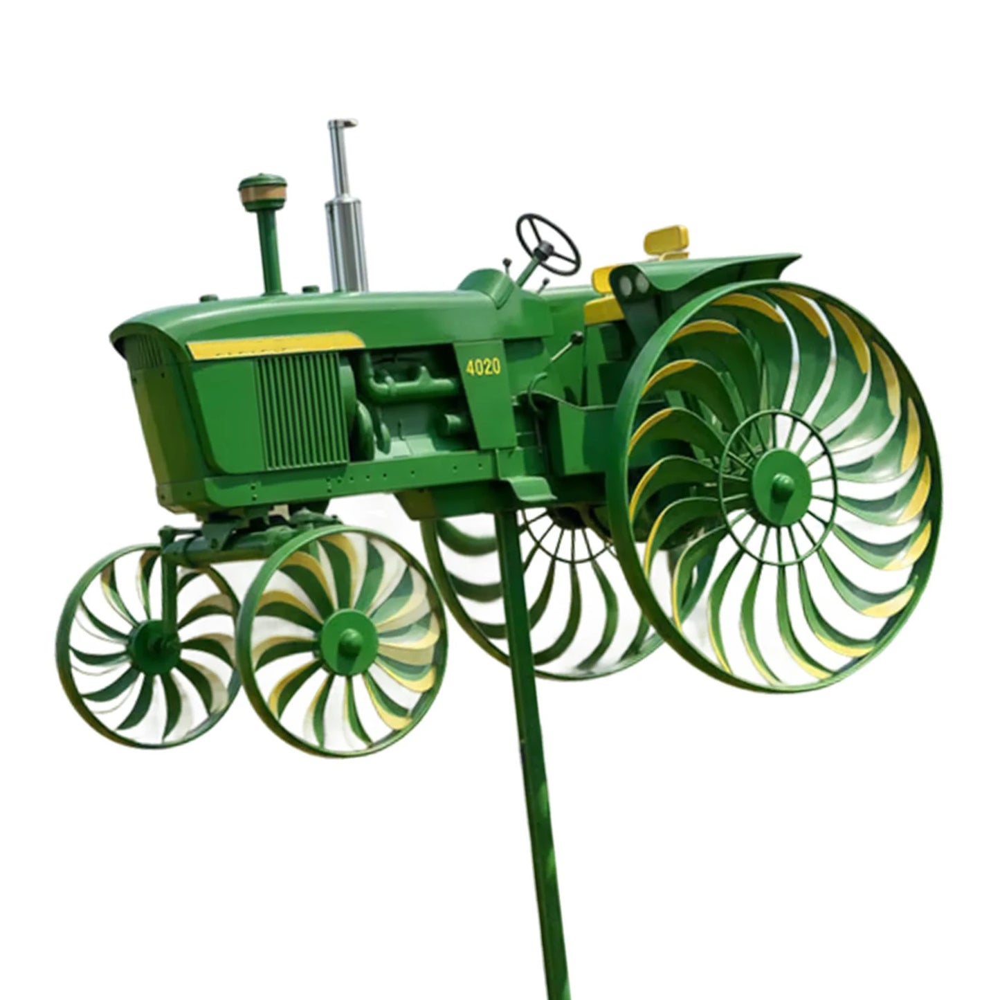 Shunmaii Metal Wind Spinner With Rotating Tractor Wheels Garden