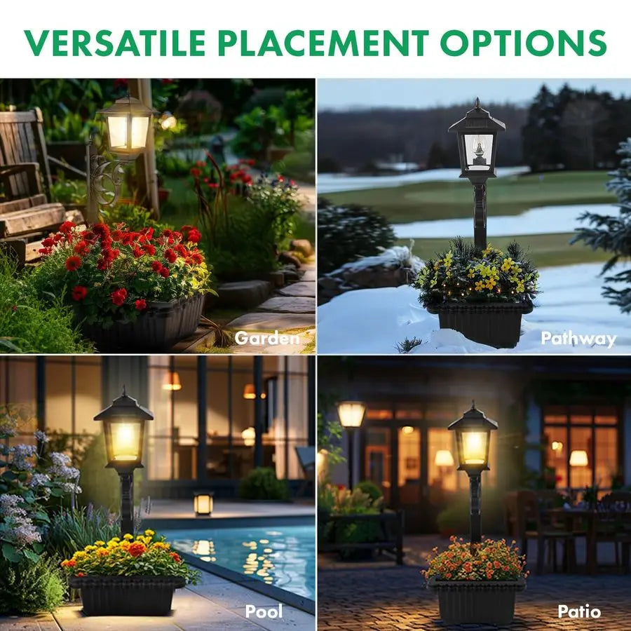 Two Pack Solar Lamp Post Light With Planter