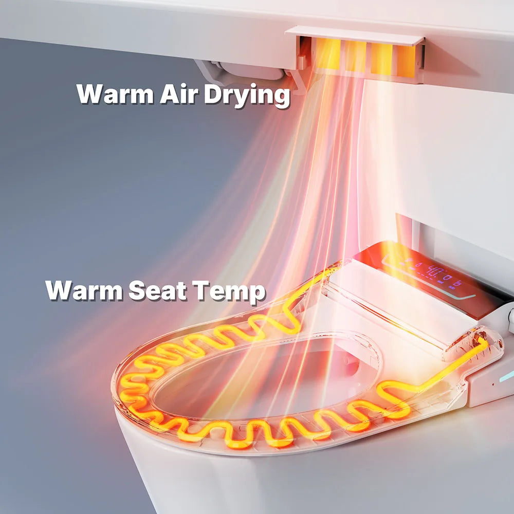 Smart Toilet Seat Bidet For Bathroom Fixtures Heated Seat Slow Close Bidet Warm Water Dryer Rear Front Wash with Remote Control