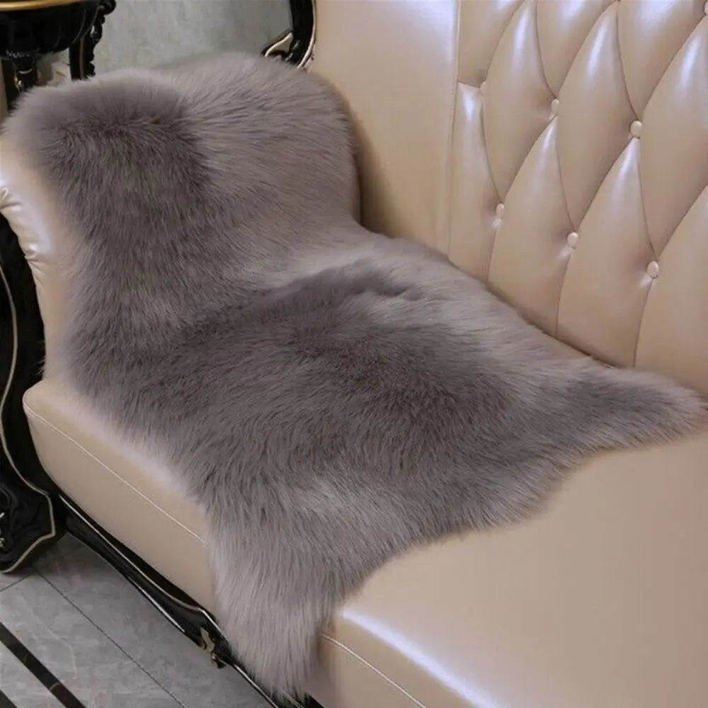 Washable Fluffy Shaggy Faux Fur Sheepskin Rug For Bedroom Mats