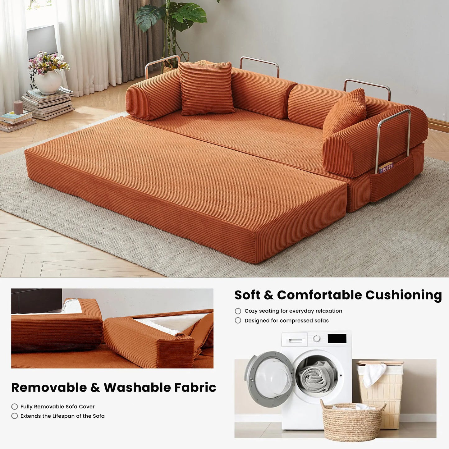 Corduroy Folding Convertible Sofa Bed Sleeper