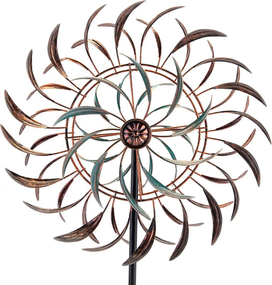 Metal Wind Spinner Sculpture Outdoor Garden Decor 360 Rotation