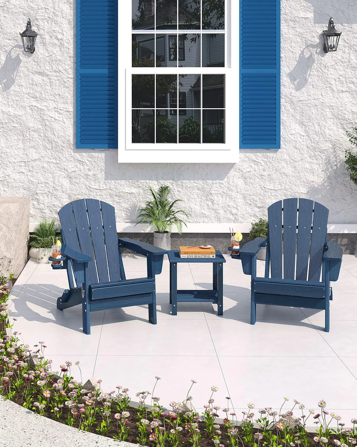 HiMISS Folding Adirondack Chair With Cup Holder