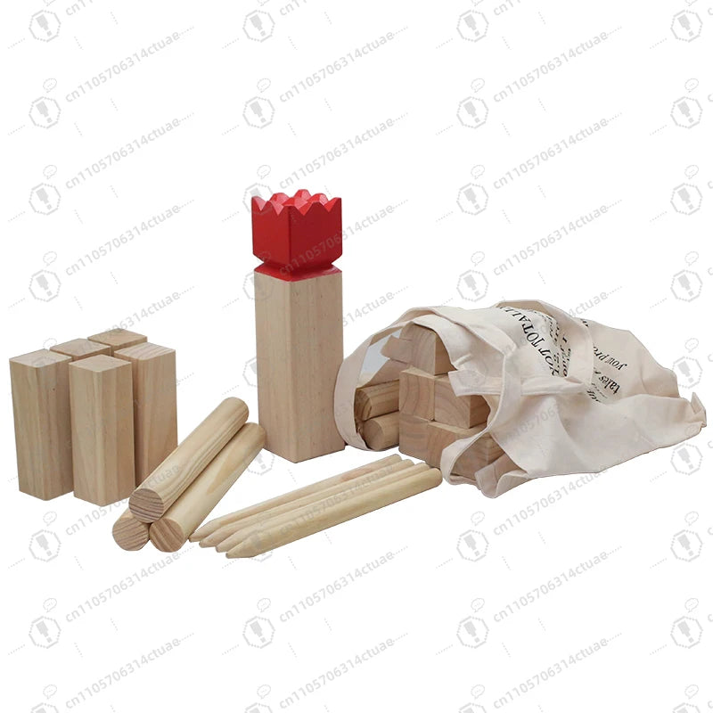 Wooden Viking Kubb Game Set For Outdoor Gatherings