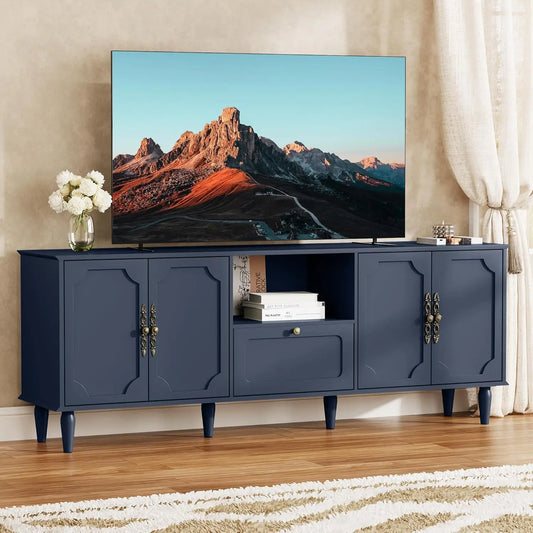 Mid-Century Modern TV Stand With Wood Storage Drawer Console