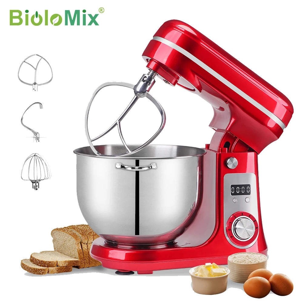 Biolomix 6-Speed Stand Mixer With Wire Whip And Dough Hook