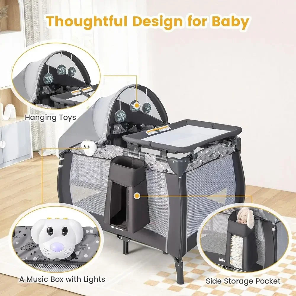 All In One Portable Baby Playard With Bassinet And Accessories