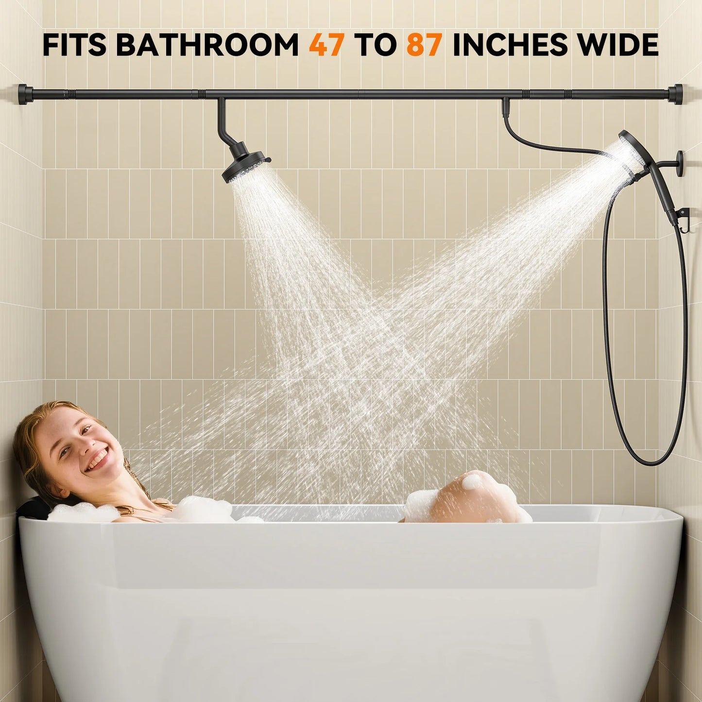 Tandem Shower Head For Couples With Handheld Dual Shower Heads