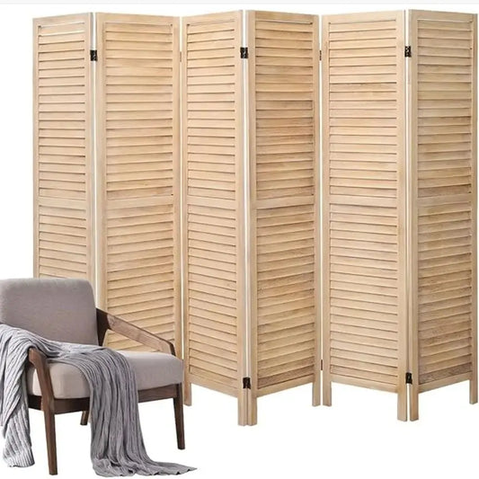 Six Panel Wood Room Divider Privacy Screen