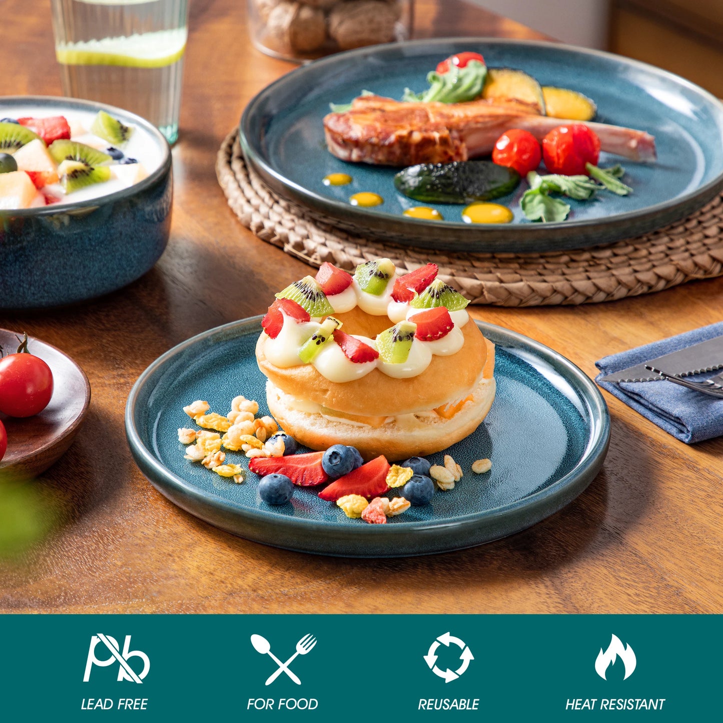 Malacasa Ceramic Dinnerware Set Reactive Glaze Home Use