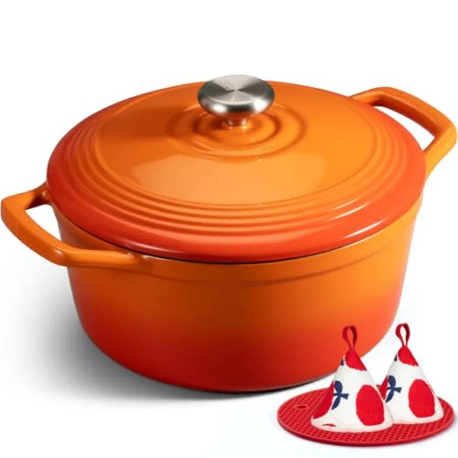 Enameled Cast Iron Dutch Oven Lid Includes Cookbook And Potholders