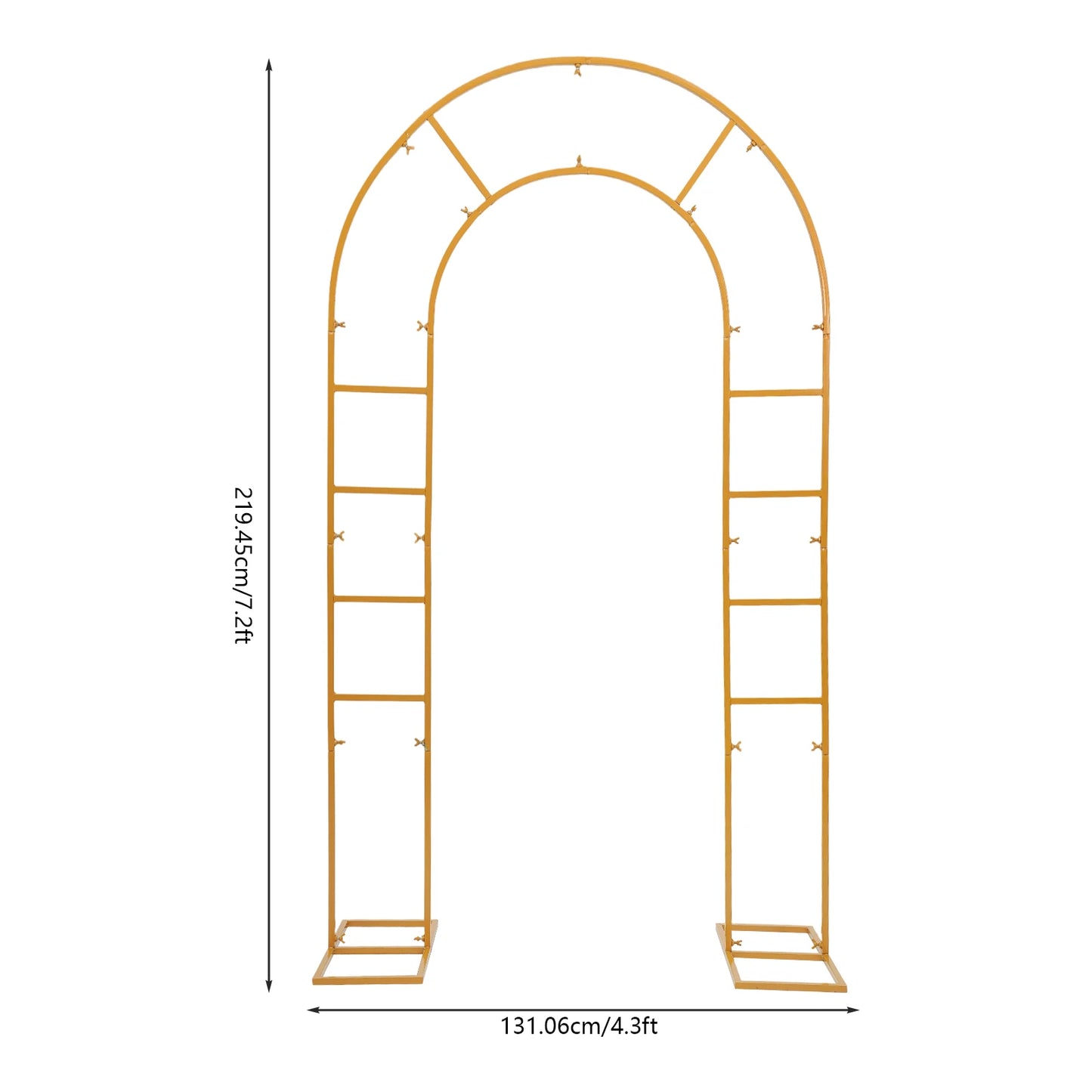 7.2*4.3 FT Wedding Arch Frame Stand Heavy Duty Metal Party Decoration Arch for Ceremony, Birthday Party, Baby Shower, Event Backdrop Support