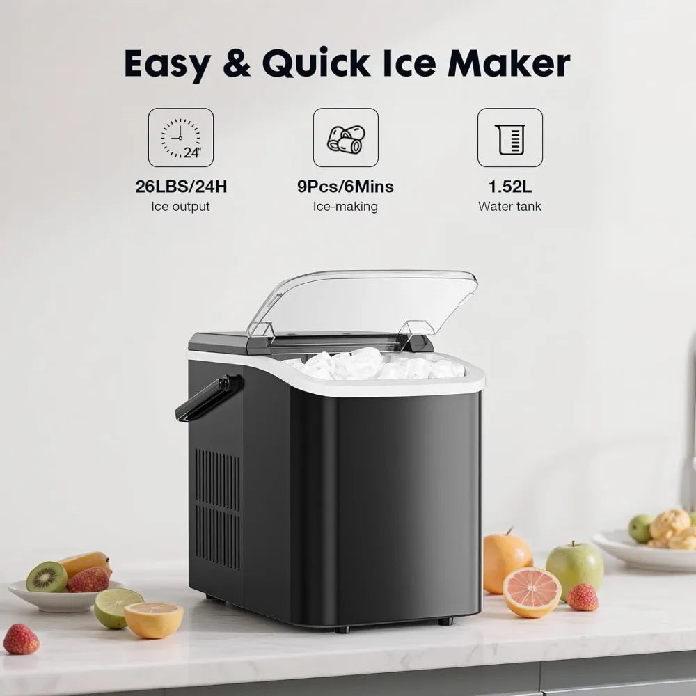 Portable Countertop Ice Maker Self-Cleaning For Home And Office