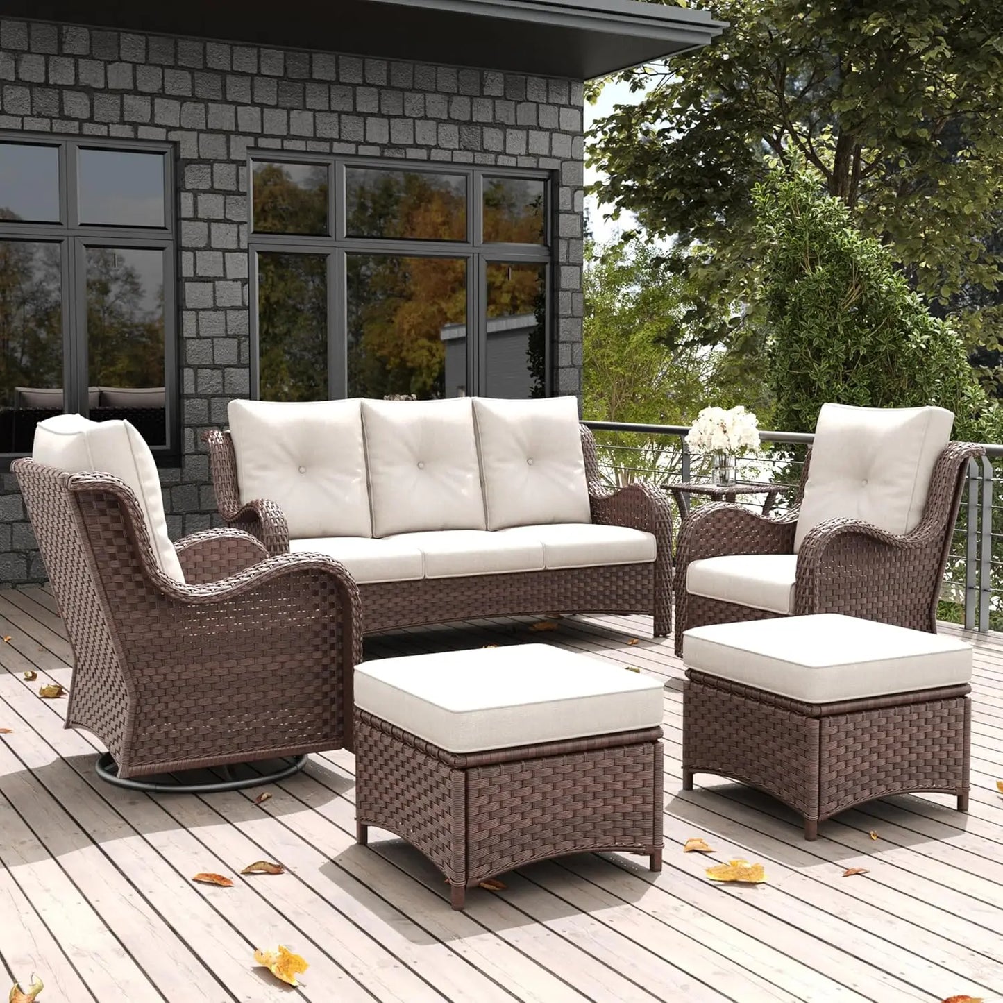 Outdoor Rattan Wicker Patio Furniture Set, 6-Piece