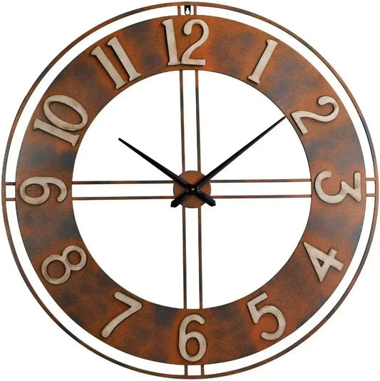 Rusty Metal Wall Clock With Arabic Numerals Decorative